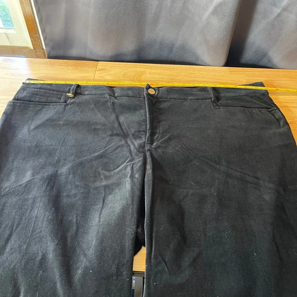 Lauren Ralph Lauren Black Velvet Straight Leg Pants Womens 22W Gold Hardware